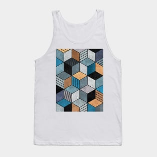 Colorful Concrete Cubes 2 - Blue, Grey, Brown Tank Top